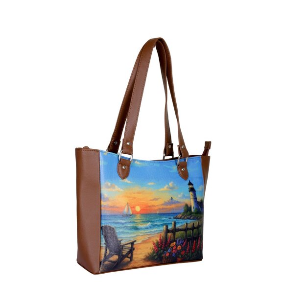 Printed Leather Shoulder Tote Bag for Women–Sling Bag Daily Use Purse for Office - Picture 6 of 10